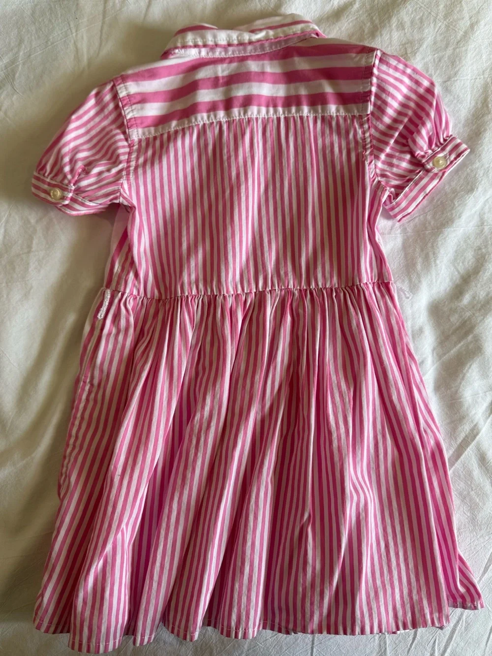 Ralph Lauren Pink & White Striped Cotton Button-Front Dress